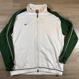 Vintage Nike Team  Jacket Mens Sz XL Green White Warm Up Polyester Vented Swoosh